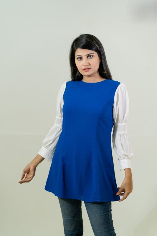 Trendy Blue and White Combo Top