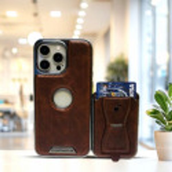 RMBMAX Premium PU leather Magsafe hard case with magnetic card holder Case For Iphone