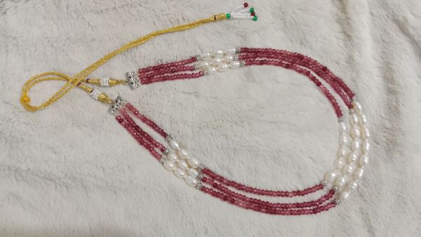Pearl & Stone combination 3 Layer necklace