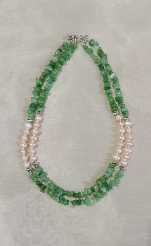 Pearl & coral stone combination neckpiece