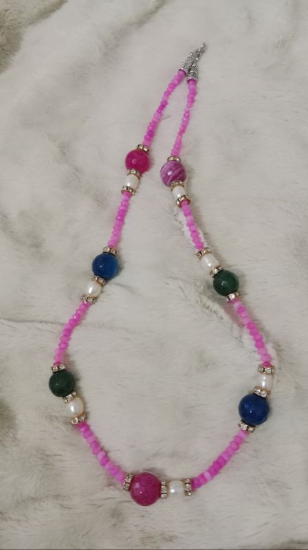 Pearl & stone combination neckpiece