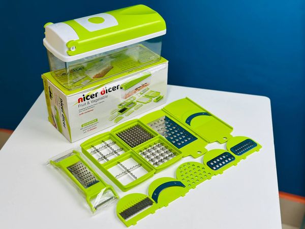 Nicer Dicer 15 In 1 Vegetable And Fruit Chopper With Stainless Steel Blades সবজি কাটার সবজি কুড়ানিস্টেইনলেস স্টীল ব্লেড সহ 1টি সবজি এবং ফলের চপারে নিসার ডিসার 15
