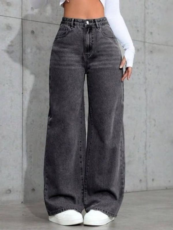 Grey wash wide leg