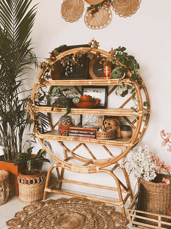 Rattan Made Round Shelf