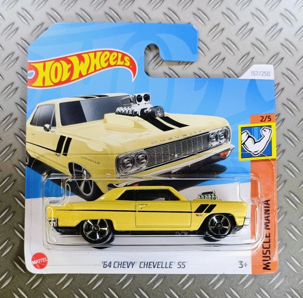 Hot Wheels '64 Chevy Chevelle SS die-cast car, part of the "Muscle Mania" series (2/5 in the series).