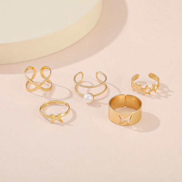 5 Piece adjustable golden ring set