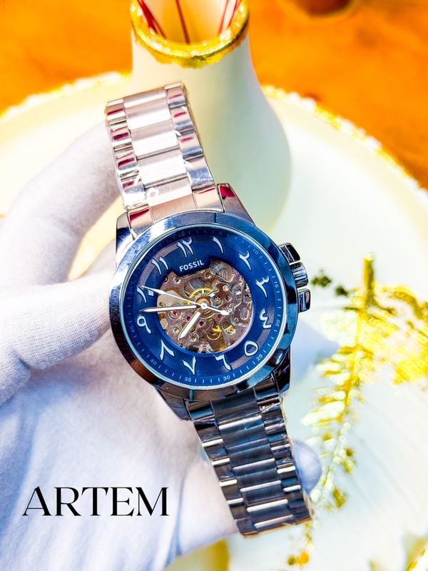 Fossil Grant Automatic Arabic Navy Blue Dial-Silver Stainless Steel ME3103 AA
