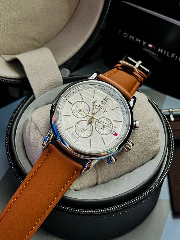 Tommy Hilfiger Mustard Belt White Dial With Silicone Strap
