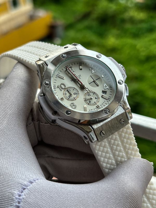 Hublot Big Bang White Dial Silver Case White Silicone Belt Semi AAA Grade Quality