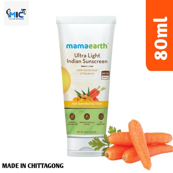 Mamaearth ultra light indian sunscreen SPF50 PA+++