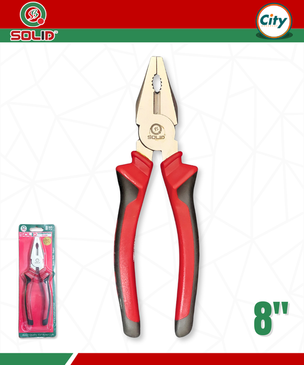 ৮ ইঞ্চি কম্বিনেশন প্লাইয়ারস হেভি ডিউটি নিকেল ক্রোমিয়াম স্টিল পেশাদার মানের প্লাস SOLID