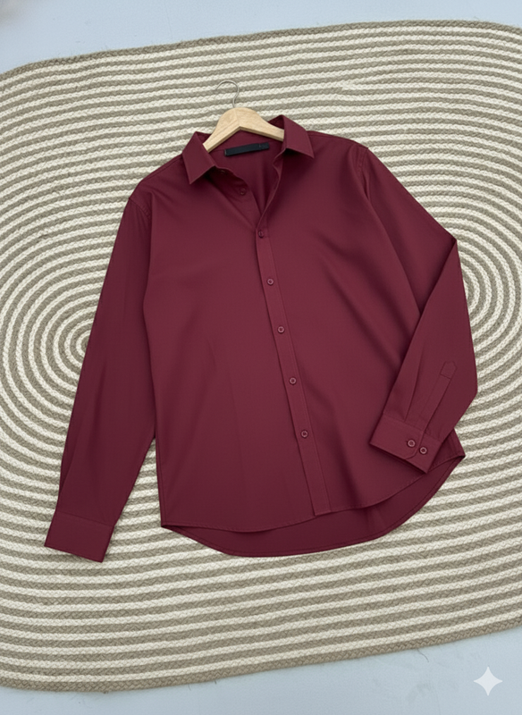 Micro stitch shirt- Maroon (Premium)