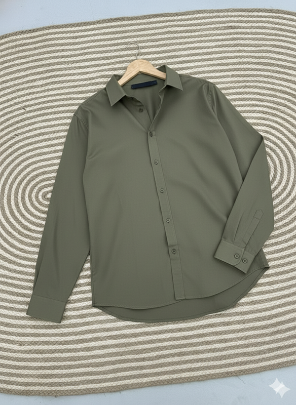 Micro stitch shirt- Olive green (Premium)
