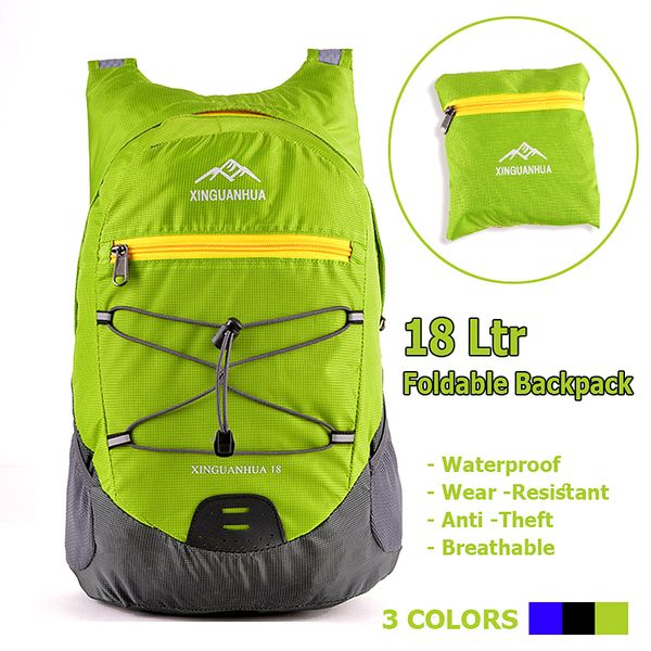 Ultralight Foldable Waterproof Backpack With 18L Capacity - Ideal For Outdoor Adventures And Travel