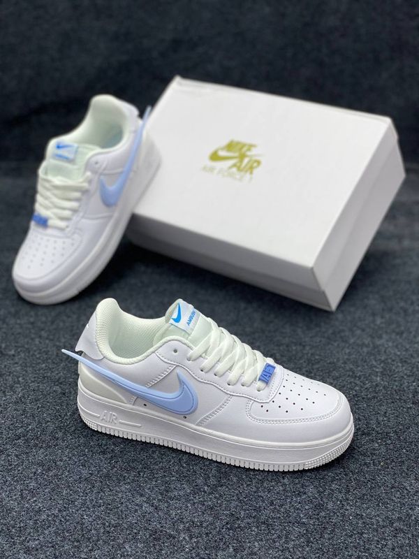 Nike Air Force 1 Low - White with Light Blue Accents