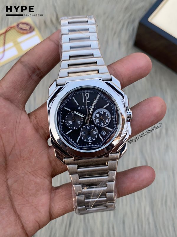 Bvlgari octo chronograph black dial
