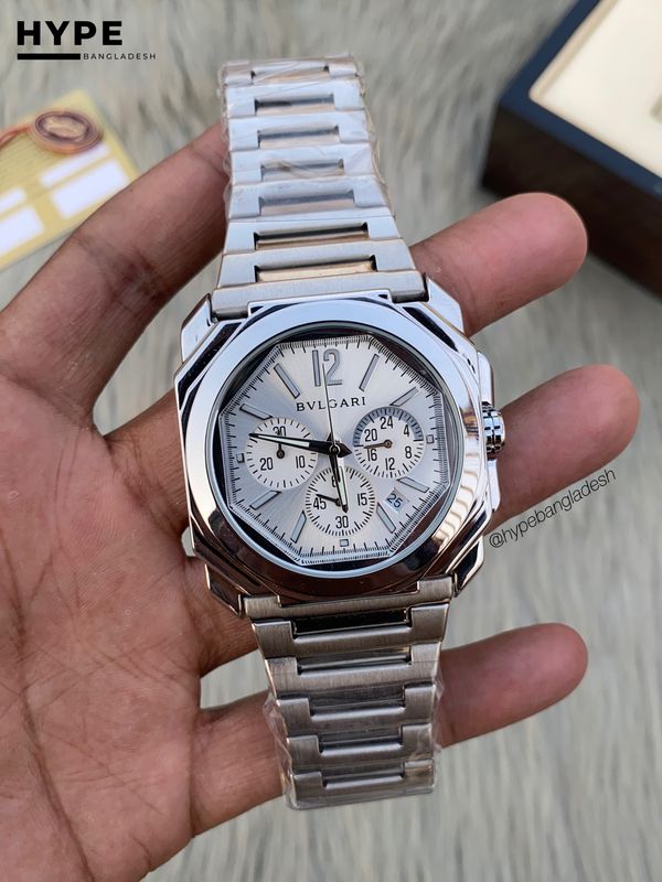 Bvlgari octo chronograph white dial