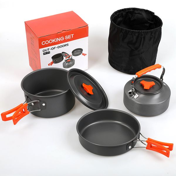 Camping Cookware - 2/3 Person Portable Outdoor Cooking Set with Kettle HK310