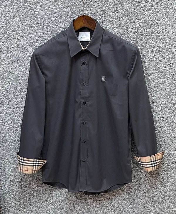 Premium Dark Ash Casual Shirt for Men – Check Cuff Design | RAYNIX