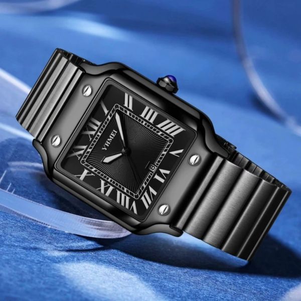 Luxury YHMEI Square Shape Fully Black Fashionable Watch