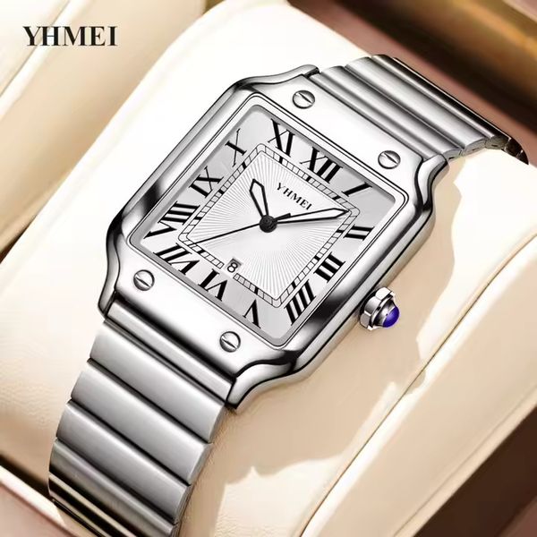 Luxury YHMEI Square Shape White Roman Fashionable Watch
