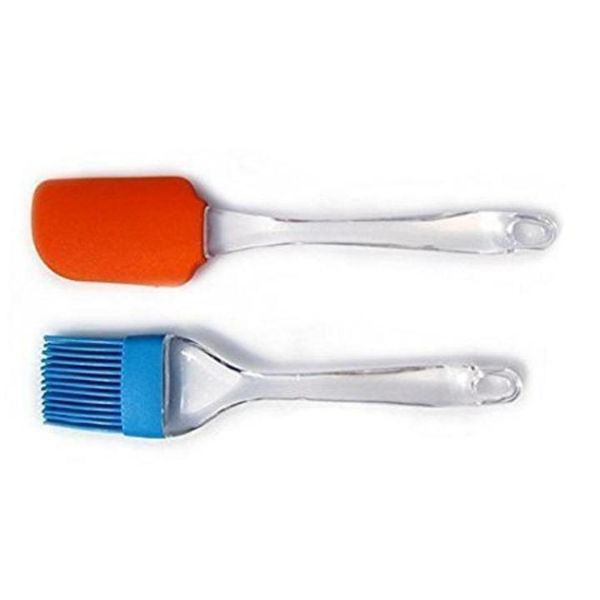 Silicone Spatula and Pastry Brush Set Special for Cake Mixer, Cooking, Baking, Glazing - Set of 1 (Multicolor)