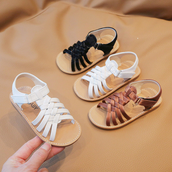 Kids Summer Crossed Beach Leather Sandals (1.5 to 5 years)