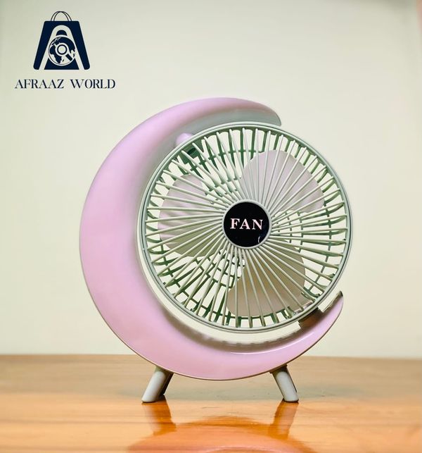 Portable USB Rechargeable Mini Desktop/Table Fan -Rainbow LED Quiet Cooling Fan for Home Office Travel & Indoor Outdoor Use