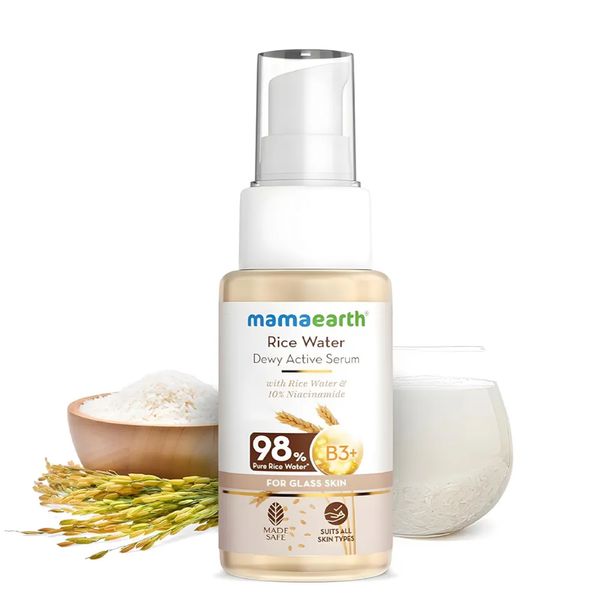 Mamaearth Rice Water Face Serum with 10% Niacinamide & 98% Pure Rice Water – Hydrates, Brightens & Evens Skin Tone – Lightweight & Fast-Absorbing – For All Skin Types – 50ml