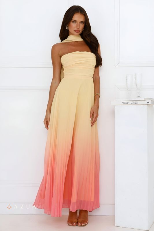 Sunset Magic Strapless Maxi Dress
