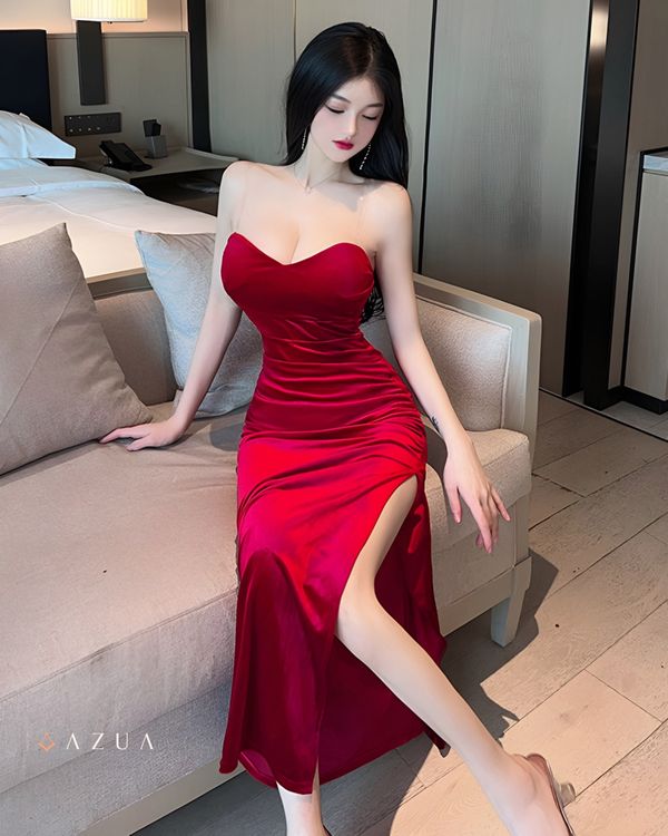 Red Velvet Party Dress
