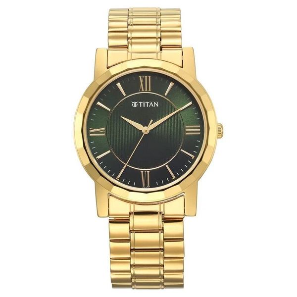 Titan Karishma Zing Quartz Analog Green Dial Stainless Steel Strap Watch For Men (1644YM05) হাত ঘড়ি ।