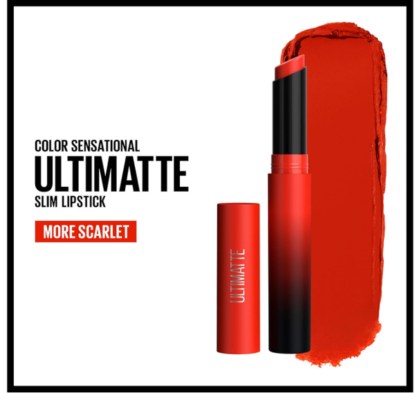 Maybelline Color Sensational Ultimatte Matte Lipstick, more scarlet 299 - Image 2