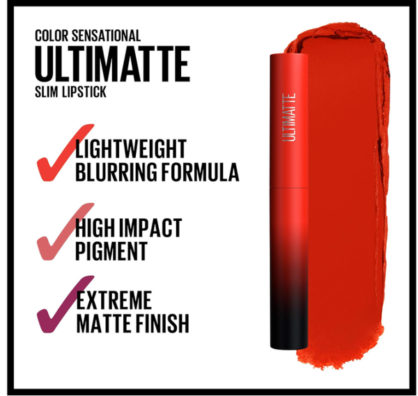 Maybelline Color Sensational Ultimatte Matte Lipstick, more scarlet 299 - Image 3