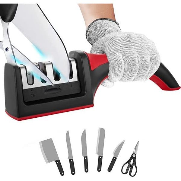 3-Stage Professional Knife Sharpener – Diamond, Tungsten & Ceramic Blade Sharpener for Kitchen, Hunting & Outdoor Knive