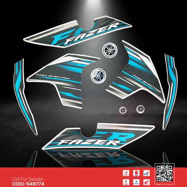 Full Set Sticker for Yamaha Fazer V2 (Black Colour) bike.