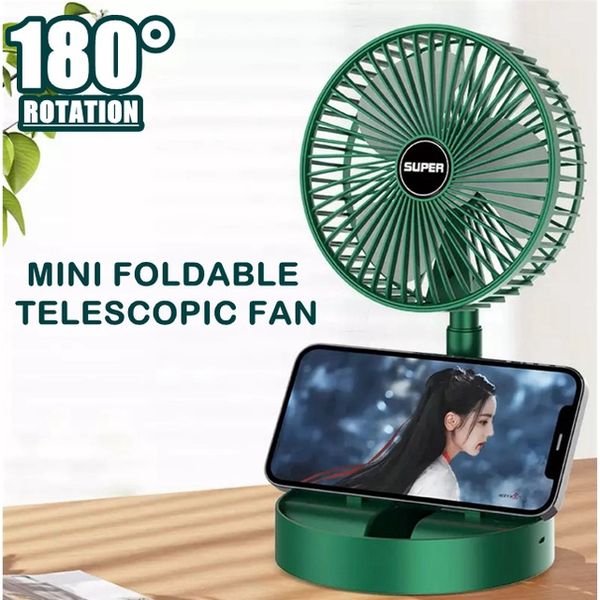Mini Rechargeable Table Fan – Touch Control (Green)