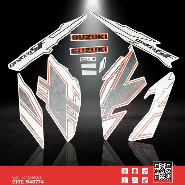 Full Set Sticker for Suzuki Gixxer SF (New Model-Silver & Orenge) bike.