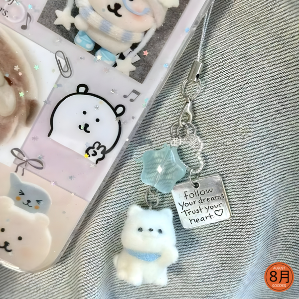 Dreamy Puppy Charm Phone Strap – “Follow Your Dreams” Edition
