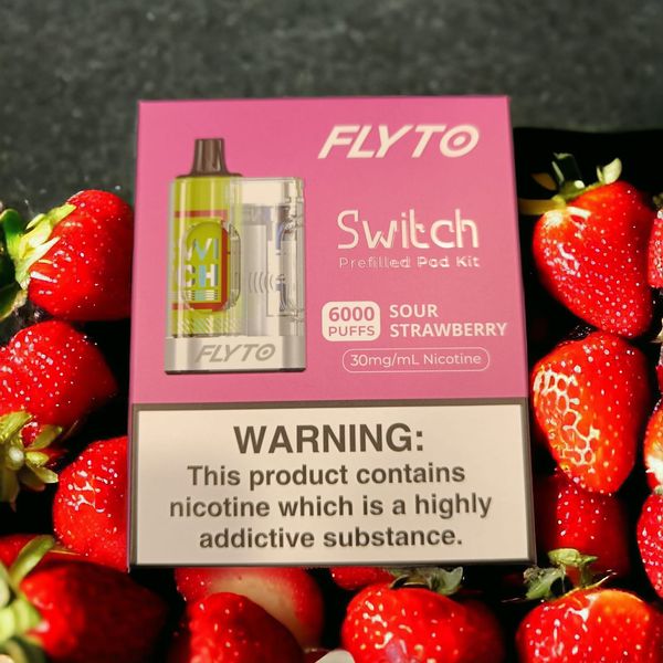 Flyto Switch sour strawberry 6000 Puffs Disposable Pod Kit – Rechargeable, 8ml E-liquid, Type-C Charging