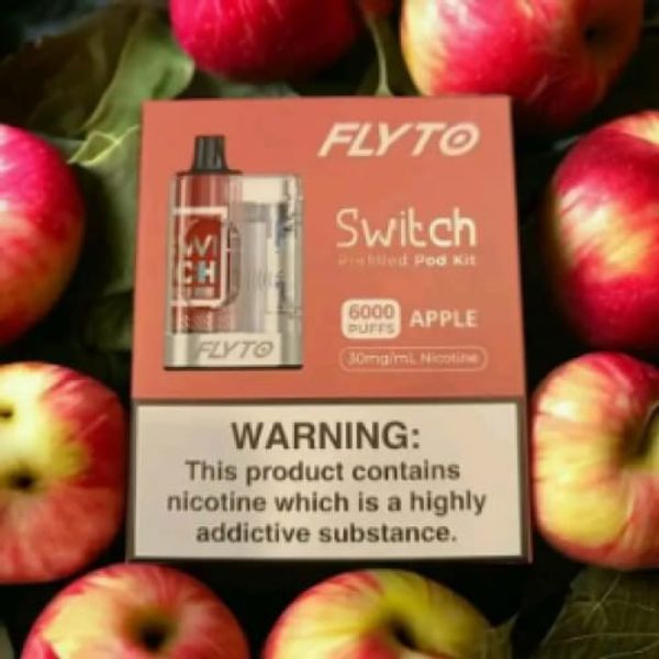 Flyto Switch apple 6000 Puffs Disposable Pod Kit – Rechargeable, 8ml E-liquid, Type-C Charging