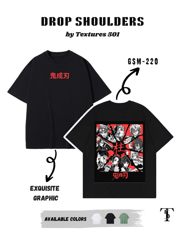 Crimson Hashira Drop Shoulder Tee