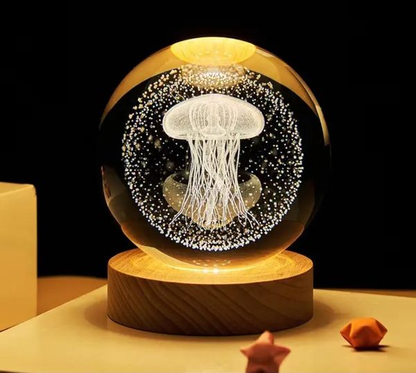 3D Crystal Ball – Jellyfish (1 Color Base)