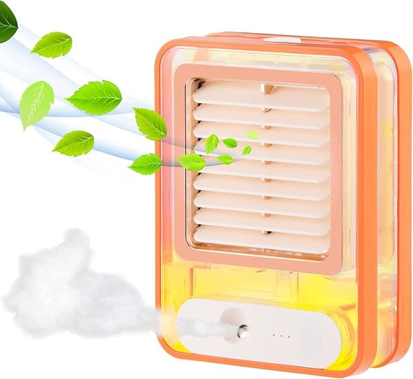 Small Desk Fan with Mist Spray,LED Night Light