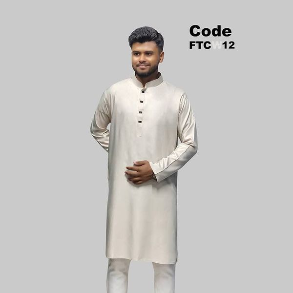 প্রিমিয়াম চিনিগুড়া সলিড পাঞ্জাবি/ কালার > Off White