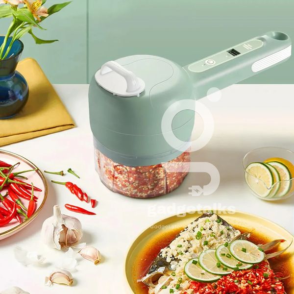 Electric vegetable cutter, slicer, ginger, garlic masher, blender, food slice grinder