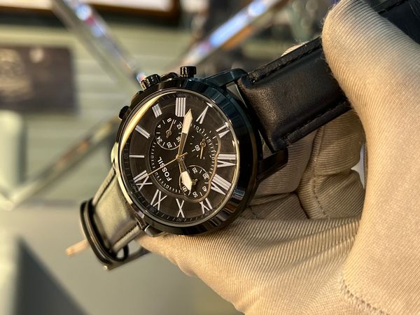 Fossil white dial black belt