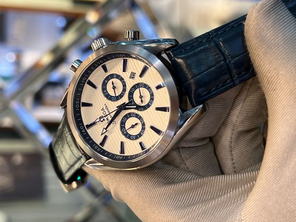 Omega Seamaster New white dial blue belt