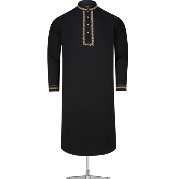 Black Stripe Panjabi Good Quality Fabrics