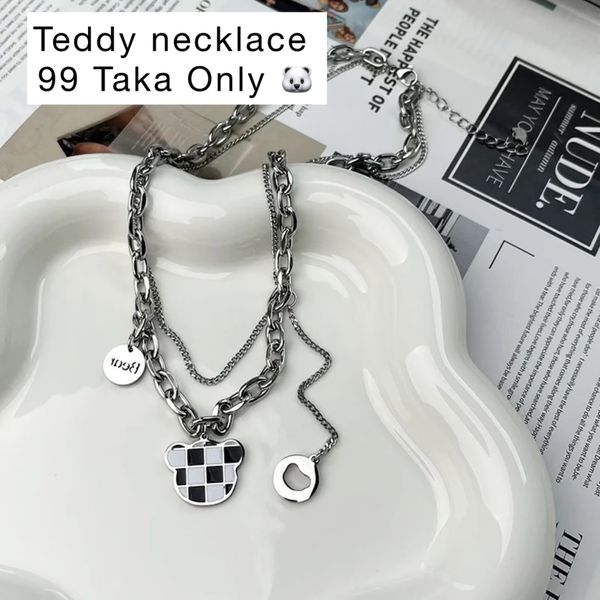 Teddy double layer silver necklace